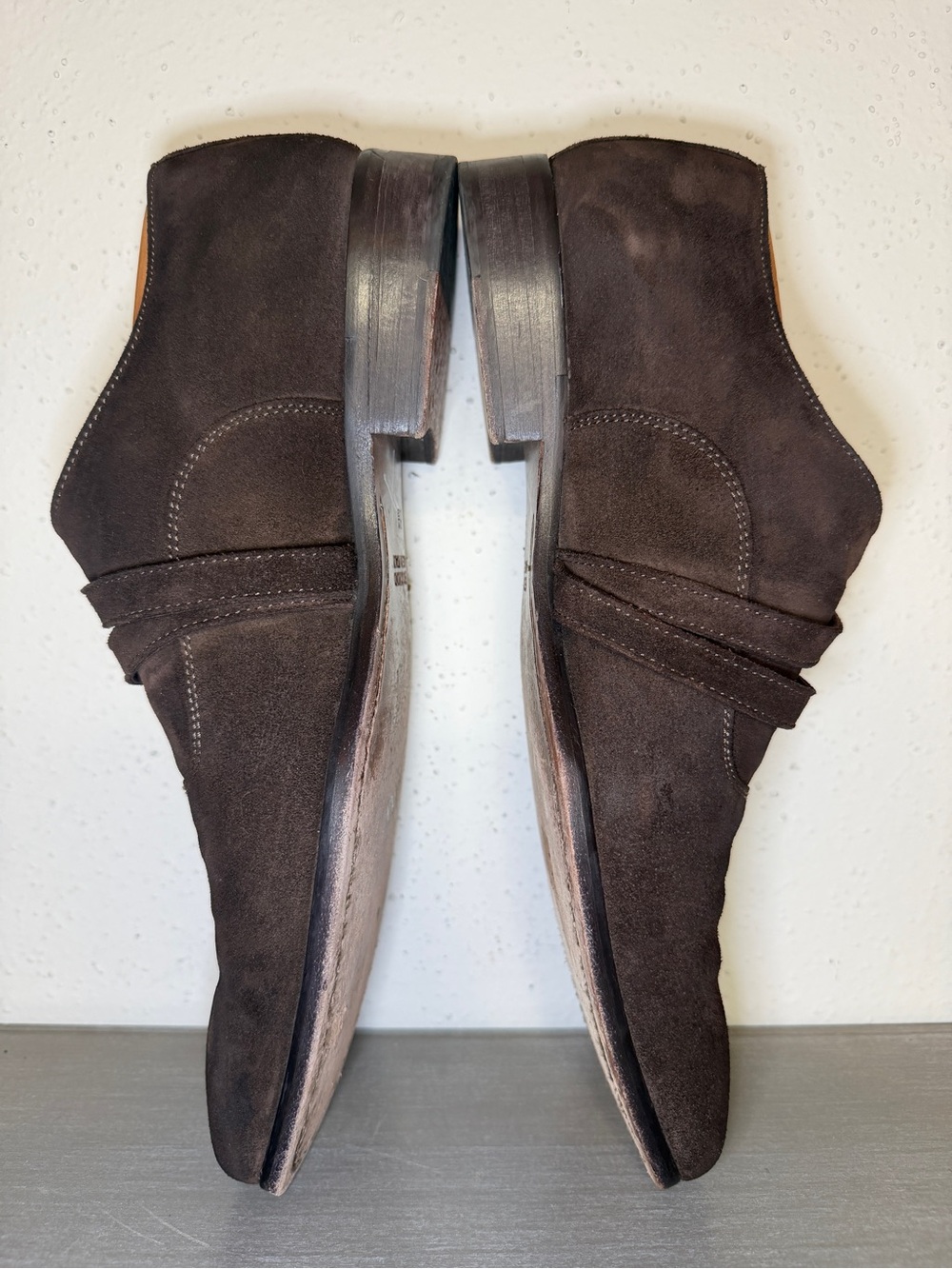 Paul Fredrick Brown Suede Double Monk Strap Shoes Men’s Size 8.5 Made In Italy - Picture 6 of 13